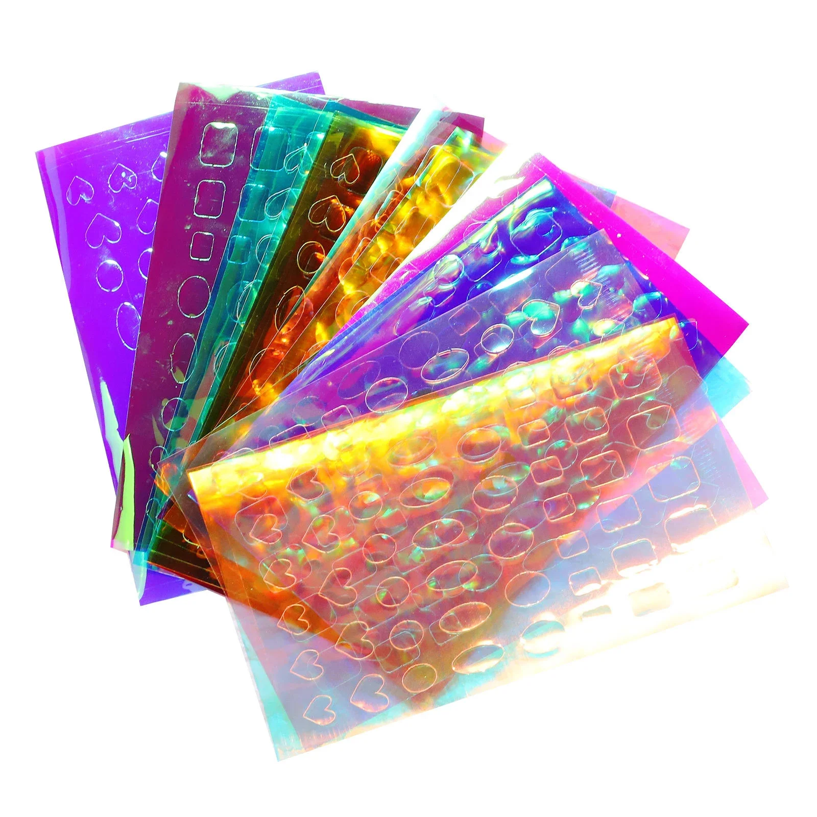 11Pcs Ice Cube Nail Art Stickers Set Trendy Aurora Holographic Self-Adhesive Decals Manicure Glass Paper Decoration