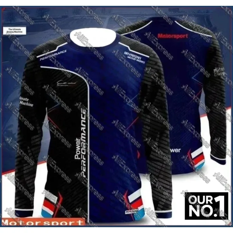 

BMW Car 2025 летняя быстросохнущая цифровая 3D футболка с длинным рукавом, дышащие футболки для гонок по бездорожью, мотоциклетные футболки, одежда для верховой езды