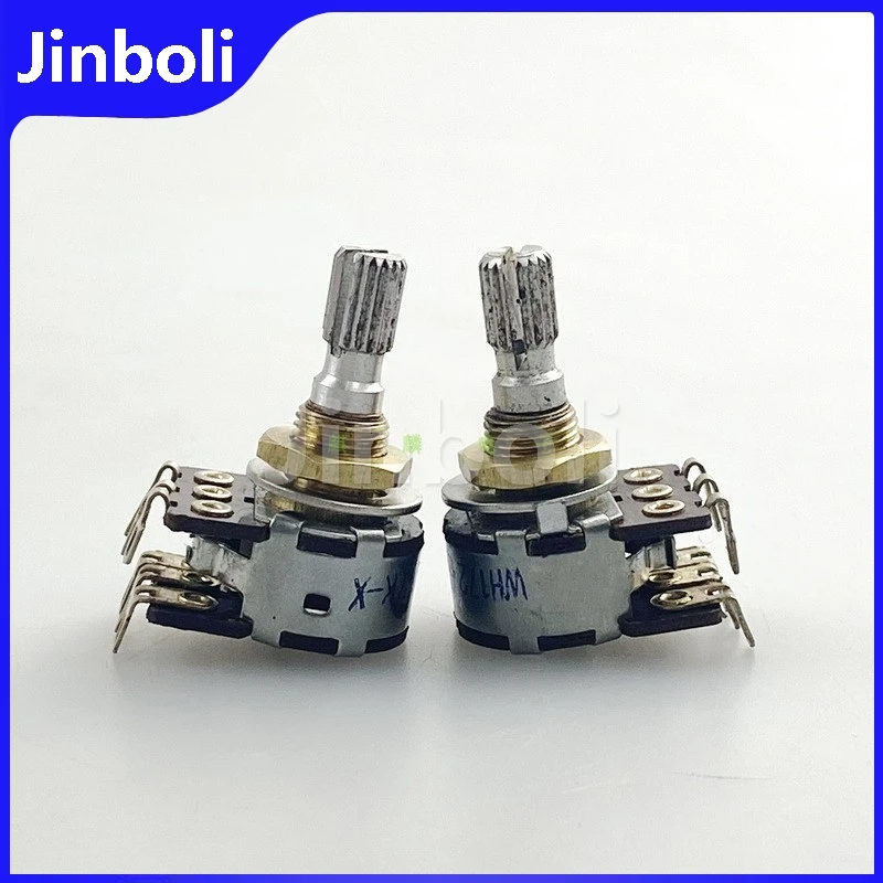 2PCS High Quality WH172 Dual Potentiometer 47K Threading Hole Feet 6Pins Flower Shaft Length 20mm