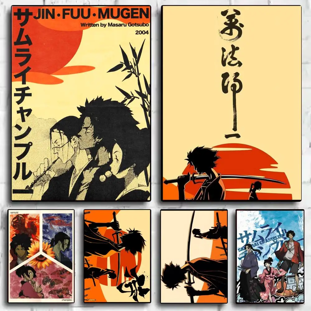 Póster de Anime S-Samurai Champloo, arte de pared estético moderno, artículos de decoración minimalistas para habitación