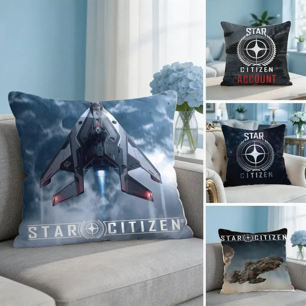 Video Game S-Star Citizen Cushion Cover Soft Short Plush Throw Pillow Cover Hidden Zipper Cutecore Sofa Bedroom Home Decor