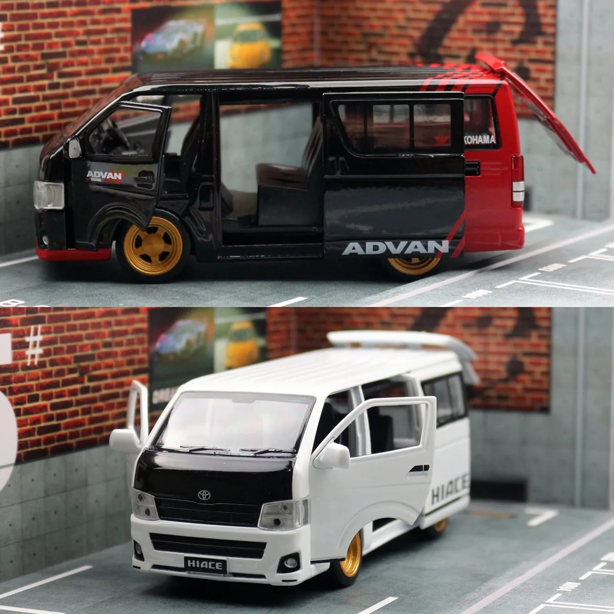 1/32 TOYOTA HIACE H200 Toy Car Diecast Metal Van MPV Miniature Model Free Wheels Sound & Light Collection Gift For Boys Children