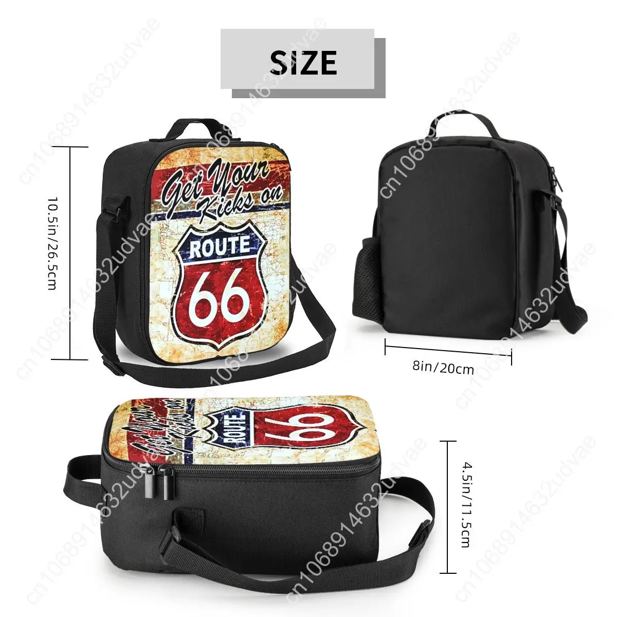 Custom Route 66 Portable Lunch Box Women Waterproof American Road Cooler Thermal Food Insulated Lunch Bag Kids School Children