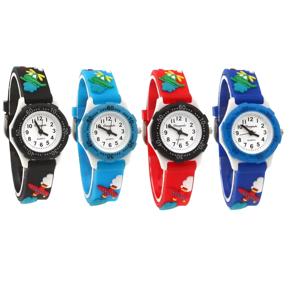 4Pcs Kids Quartz Watch Set with Cartoon 3D Straps Sports Fashion Design for Boys & Girls Educational Time-Telling Learning Tool