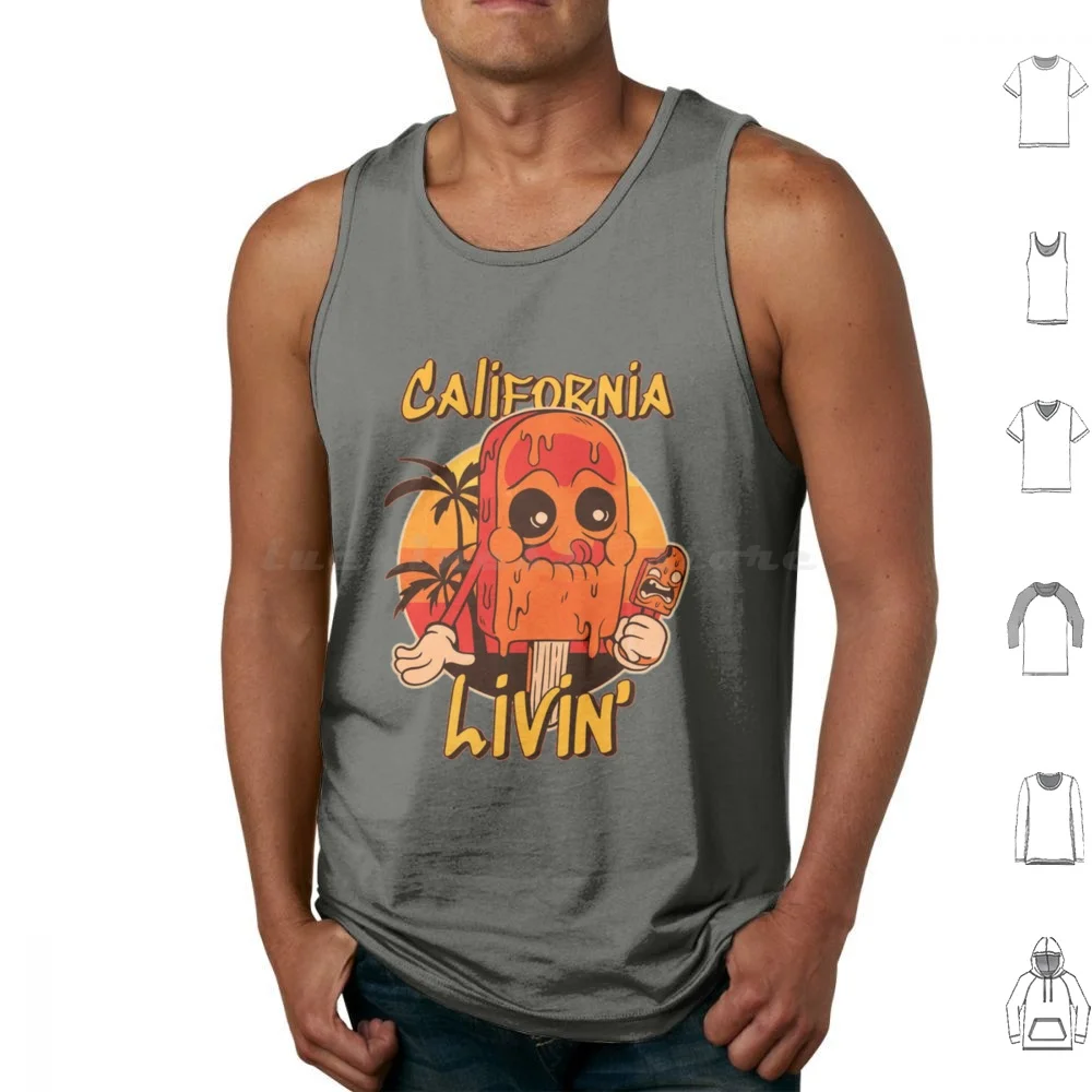 California Icecream Livin Cartoon Tank Tops Vest Sleeveless Icecream California Cute Cream Sovik Goswami Trending Trendy