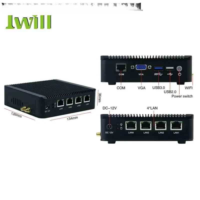 Netzwerkserver IBOX-501 N10E E3845 Quad Core unterstützt AES-NI Linux USB3.0 VGA-Anschluss
