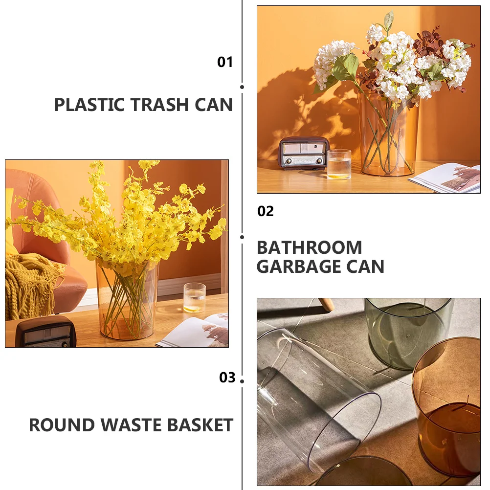 

Transparent Rubbish Bin Clear Waste Bin Mini Trash Can Creative Practical Design Pet Material Multifunctional Desktop