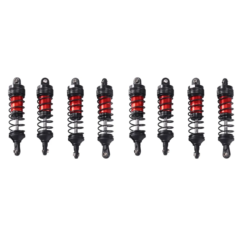 

DELAM-8Pcs Metal Front And Rear Shock Absorber For Wltoys 144001 144010 124007 124016 124017 124019 RC Car Upgrade Parts,Red