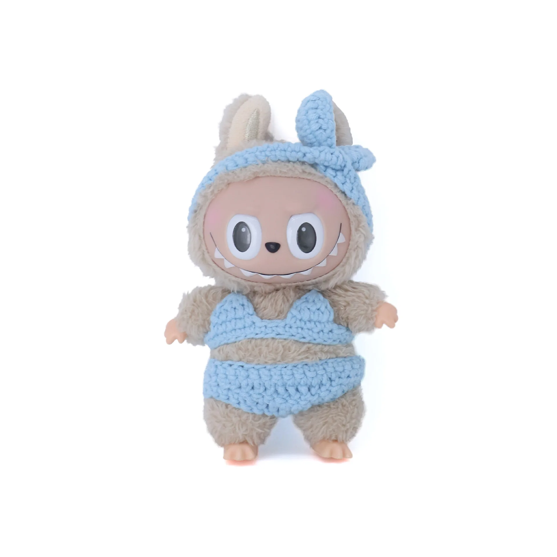 

V1/V3 Labubu Plush Doll Summer Swimsuit 3-Piece Bikini Set Wool Clothes Kits Wool Crochet Hook Pure Handmade Workmanship