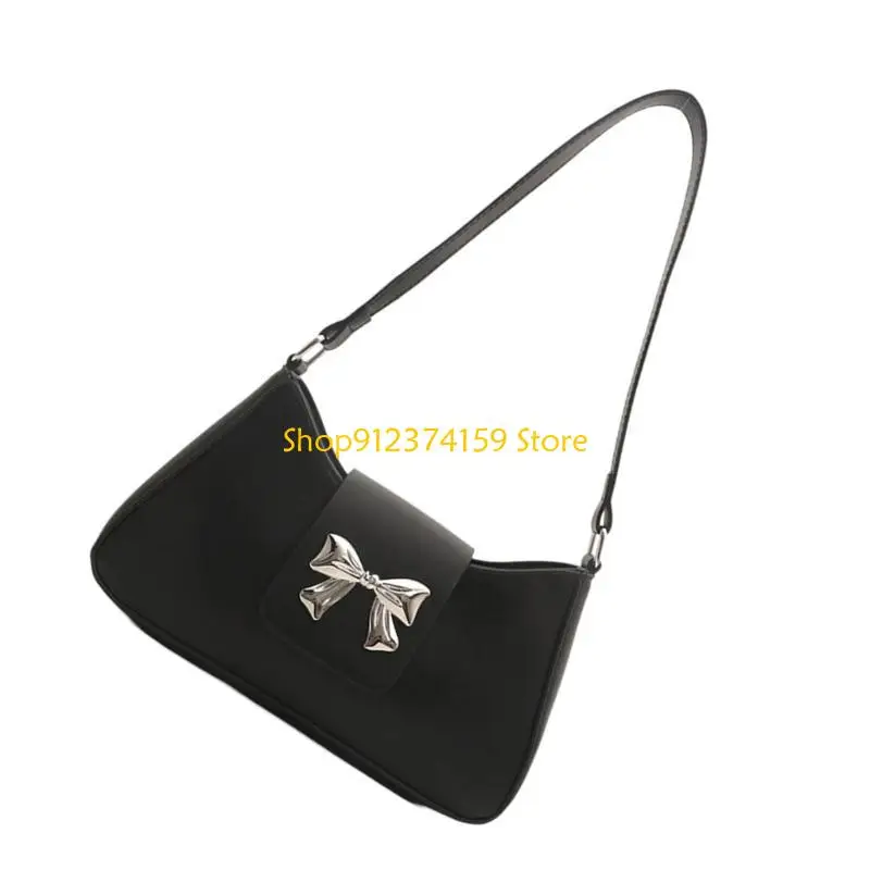 

G5AE Women's Shoulder Bag Handbag Wedding Armpit Bags Underarm Purse with Bows Decors For Daily Commutes Or Casual Travel