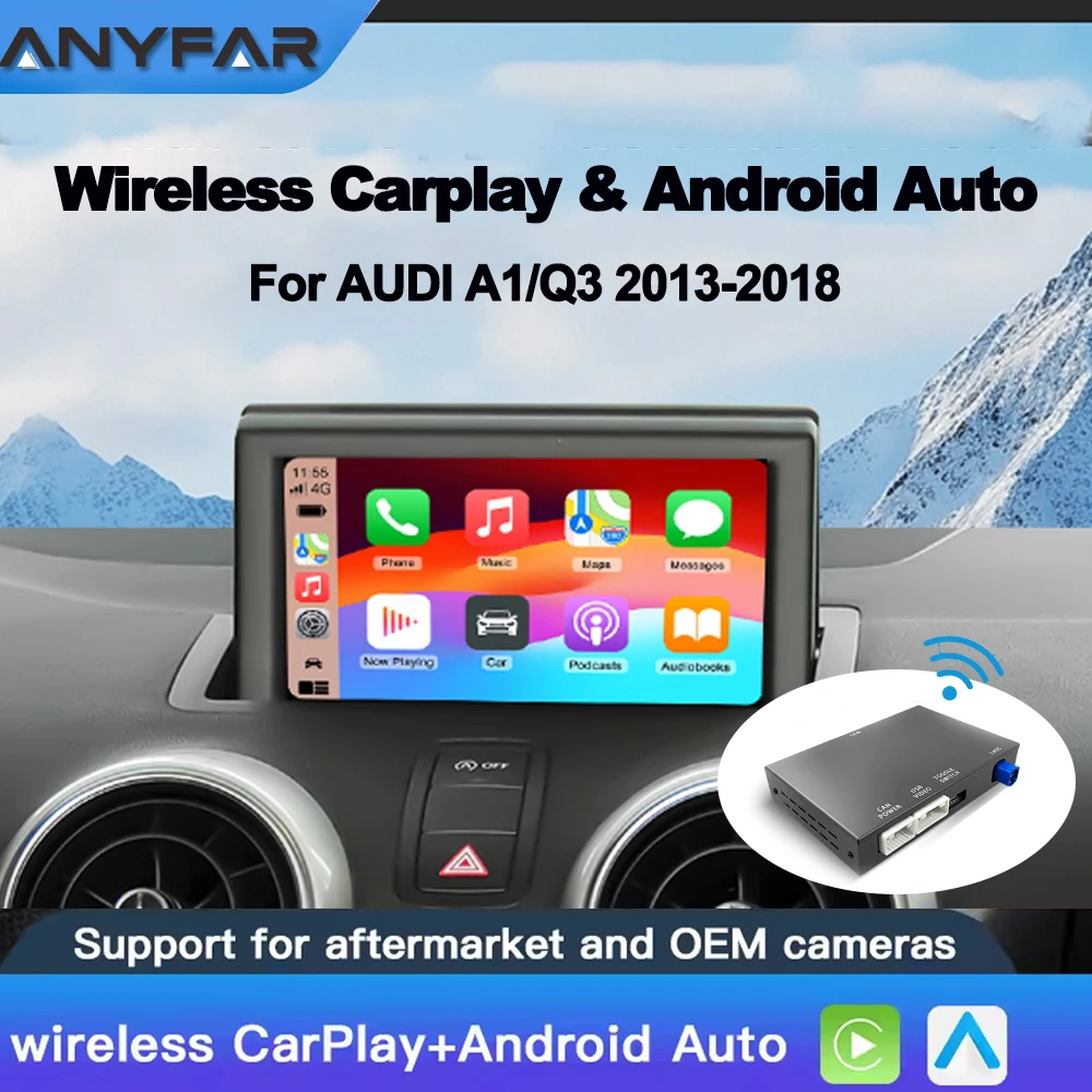 Drahtloses CarPlay Android Auto Modul für A1 Q3 2012-2018 6,5"/7" Bildschirm MMI 3G Bluetooth USB Reverse Kamera Funktionen