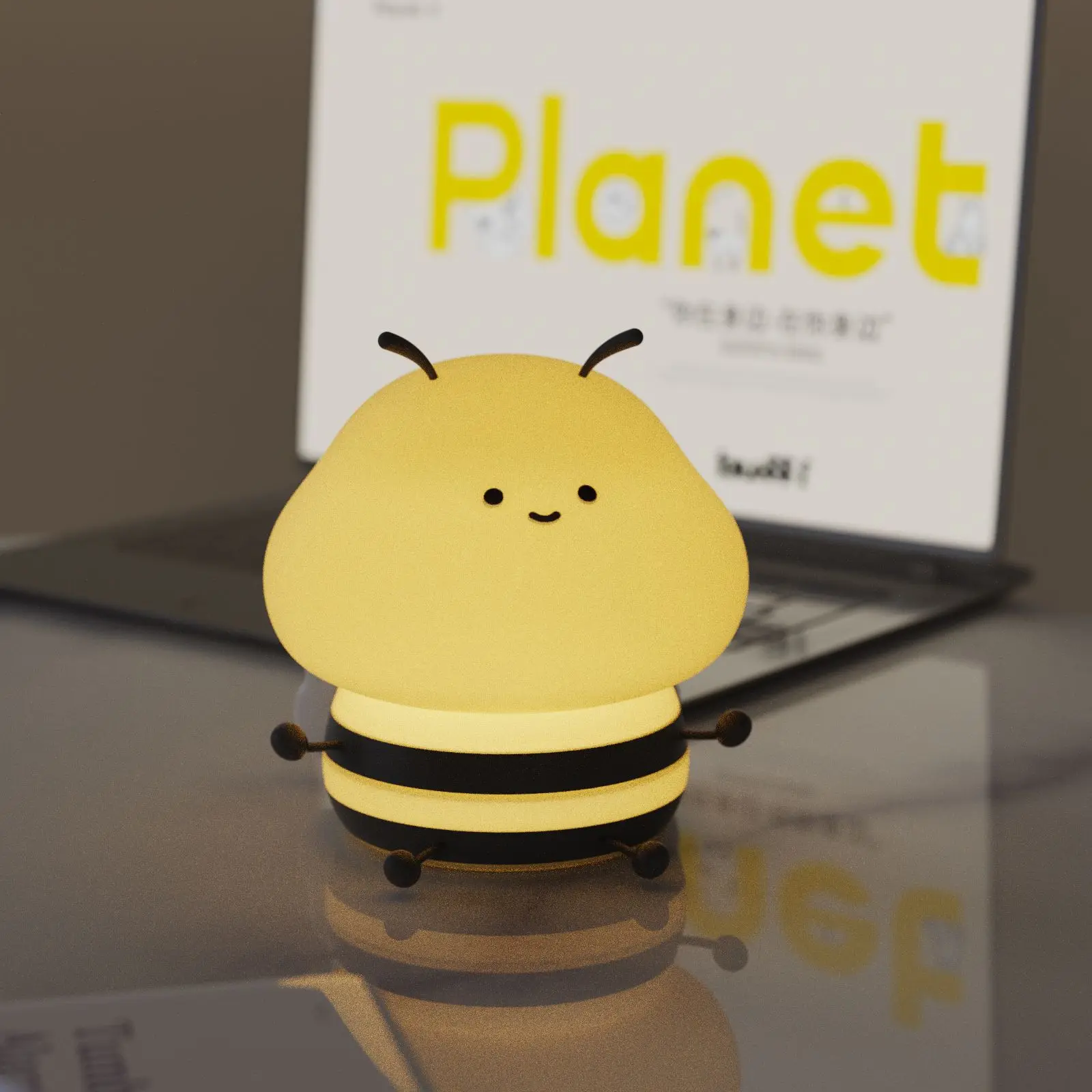 

New Design Cute Cartoon Bee Office Ornament with Colorful Lights Decoration and Stress Relieving Toy Night Light