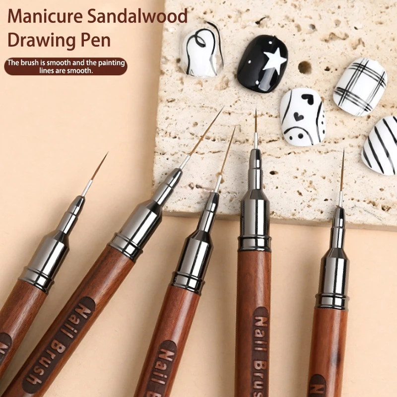 Sandalwood Extremely Fine Nail Design Line Pen Nail Construction Painting Brush Uv Gel Extension Drawing Carving Pen Diy