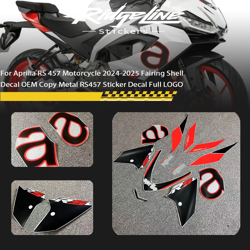 

For Aprilia RS 457 Motorcycle accessories 2024-2025 Fairing Shell Decal OEM Copy Metal RS457 Sticker Decal Full LOGO
