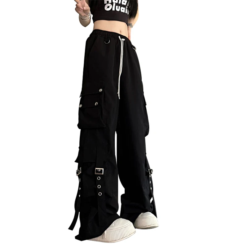 Hip-Hop Multi-pocket Wide Leg Loose Street Casual Cargo Pants Trend Streetwear Women Y2k Baggy Pants Vintage Sweatpants Girls