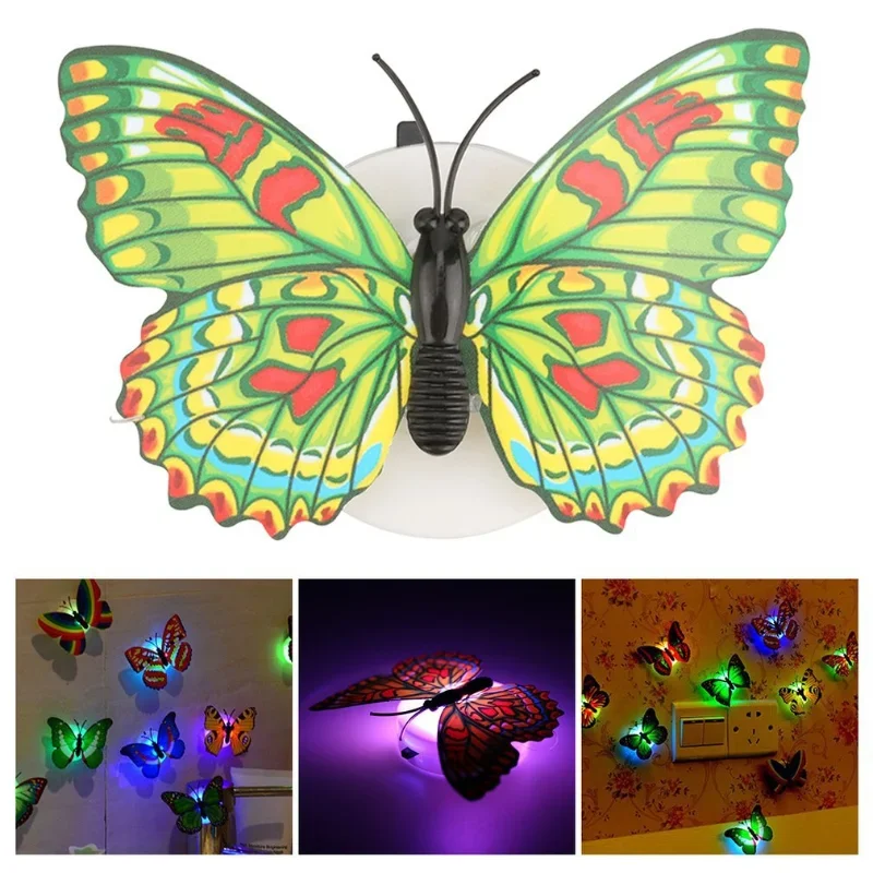 3D Butterfly LED Night Lights Pasteable DIY Wall Stickers Lamps with Battery 1/3/PCS Birthday Christmas Party Kids Bedroom Decor