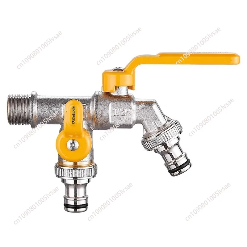Outdoor antifreeze faucet one in and two out lengthened all-copper thickened outdoor garden courtyard double water outlet