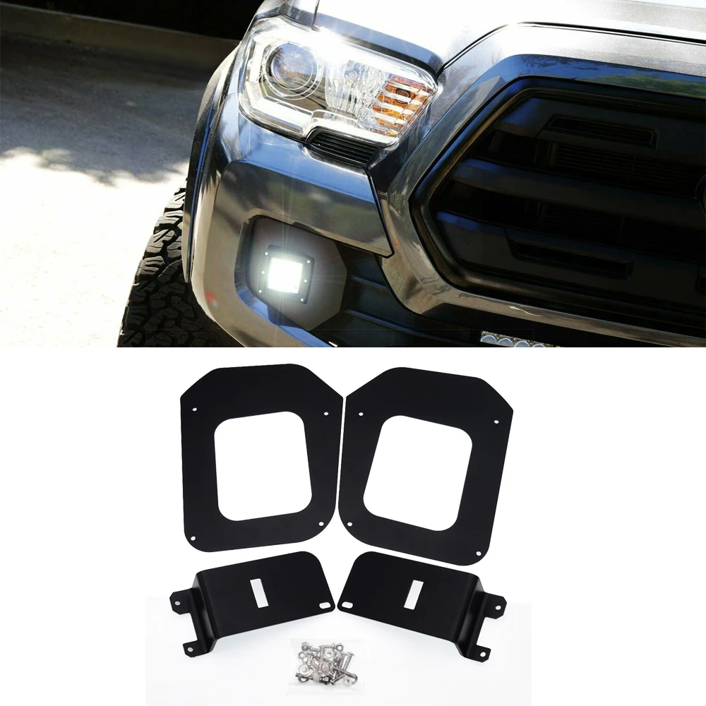 Front Hidden LED Fog Light Mounting Brackets Fits For Toyota Tacoma 2016-2023