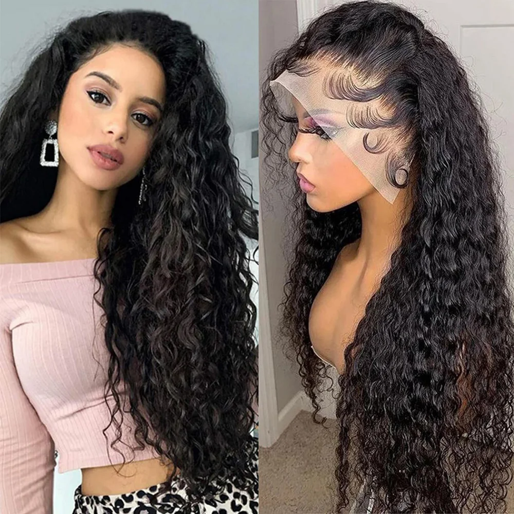 Transparent Water Wave 13x6 Lace Front Human Hair Wigs For Women 13x4 Deep Wave Lace Frontal Wig 5x5 4X6 Pre Cut Glueless Wig