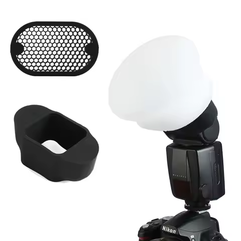 Camera Speedlight Flash Diffuser Magnetic Light Modifier Attachments wth Grid and Base for Canon Nikon Godox YongNuo Fit Magmod