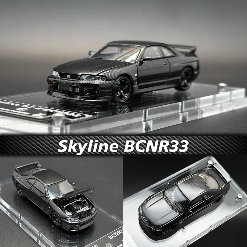 

FH в наличии 1:64 Skyline GTR R33 BCNR33, литой под давлением карбоновый цвет, Коллекционная модель автомобиля, миниатюрные игрушки, фокусное расстояние