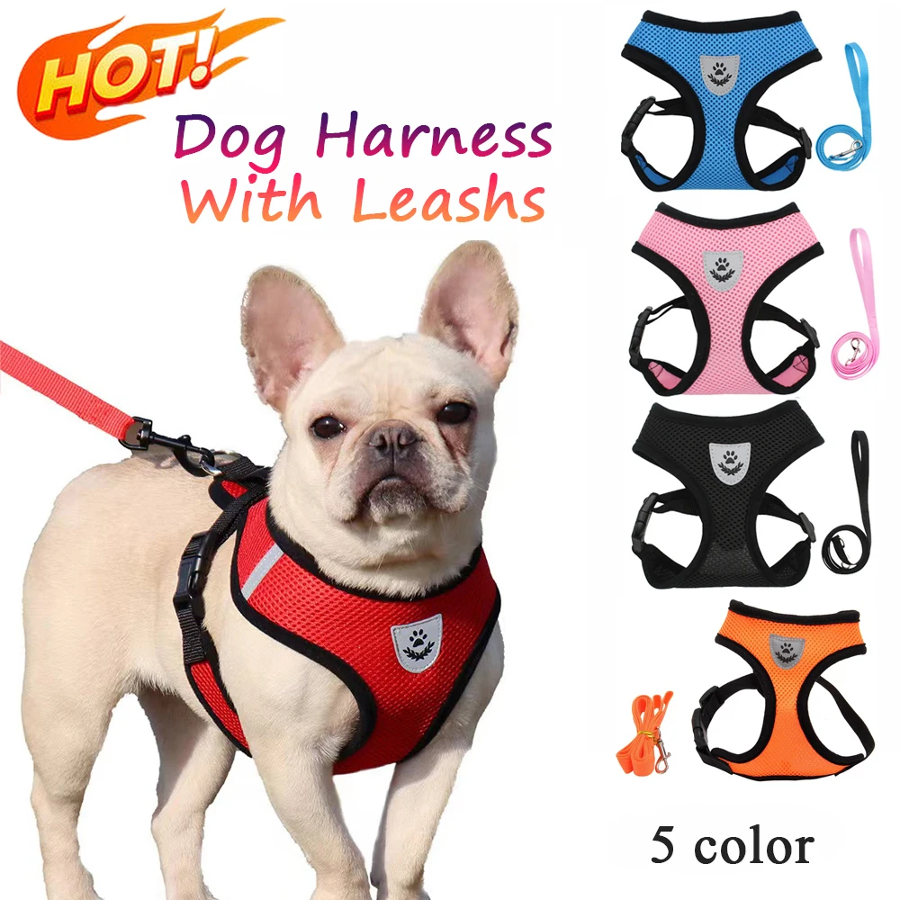 

Dog Harness Outdoor Lead Leash Training Soft Adjustable Collar For Puppy Breathable Harness For Small Dog Pet Supplies