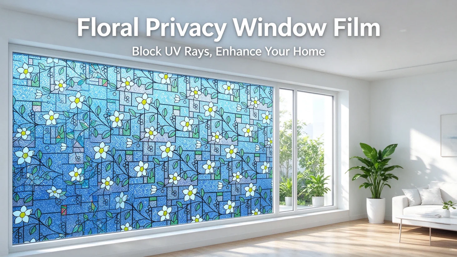 Privacy Window Film Stained Glass Non-Adhesive Anti UV Window Film Home Decorative Window Stickers for Home Bedroom Office