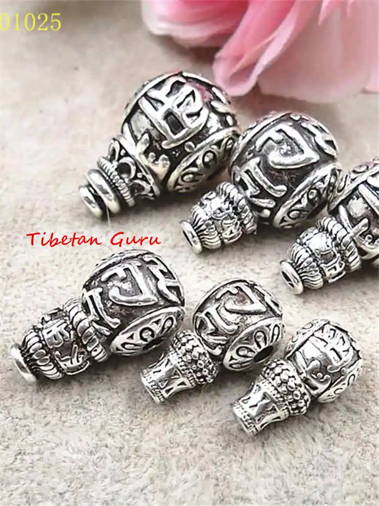 Tibetan Guru and Stupa Beads for Mala 10/12/14/16/18mm Tibet Six Mantras Symbols Jewelry Accessories BRO678