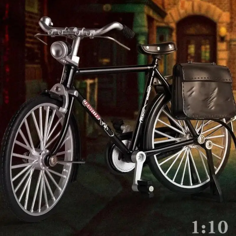 [JN] 1 Set Simulations-Sammlerstück Geschenk 1:10 Modell Mini Retro Legierungsfahrrad Druckguss-Mountainbike aus Metall mit Aufpumpfunktion Spielzeug