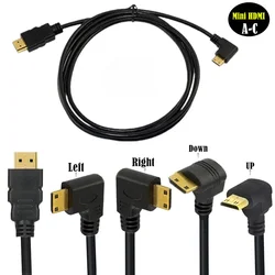 Premium 1080P 6Ft kompatybilny HDMI 1.4 męski do Mini HDMI męski kabel wtykowy pod kątem 90 ° lewy/prawy/w górę/w dół