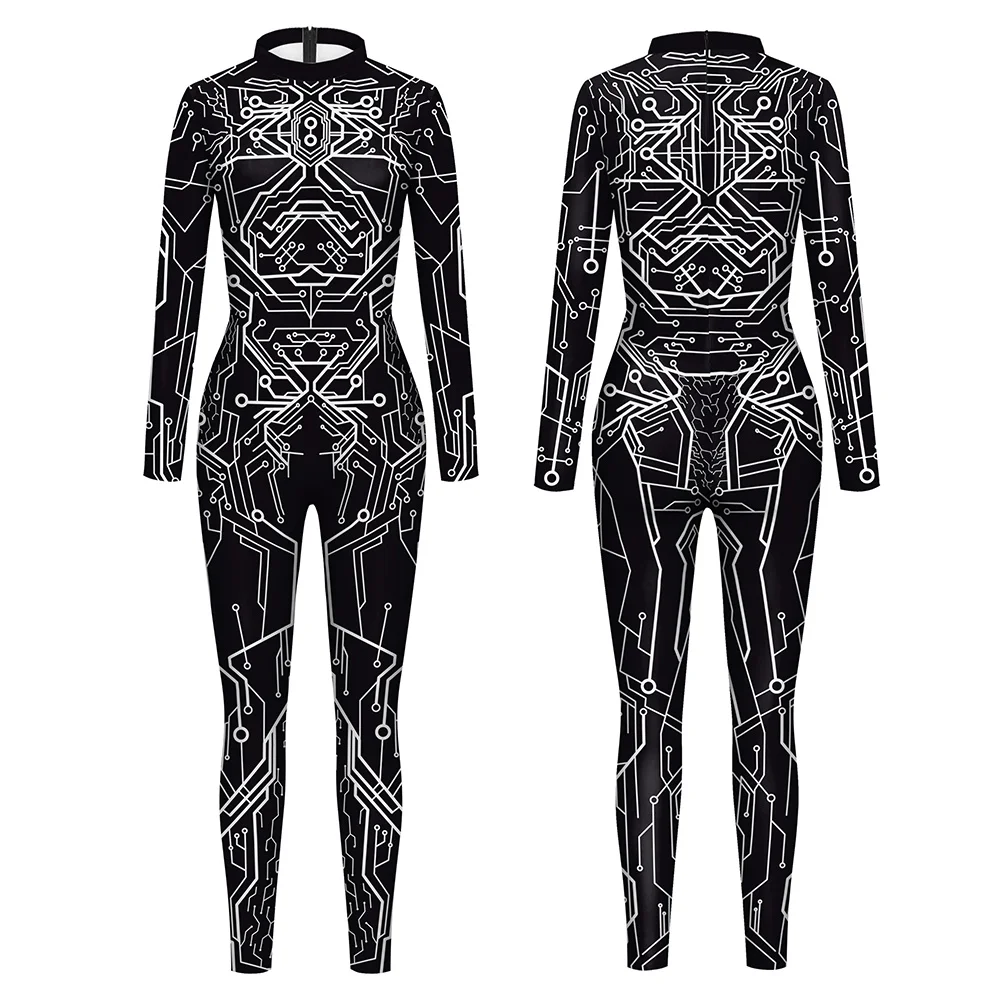 

IOOTIANY 2 Colors The Ultra Technology Pattern 3D Print Sexy Bodysuits Women/Men Long Sleeve Cosplay 2024 New Jumpsuit