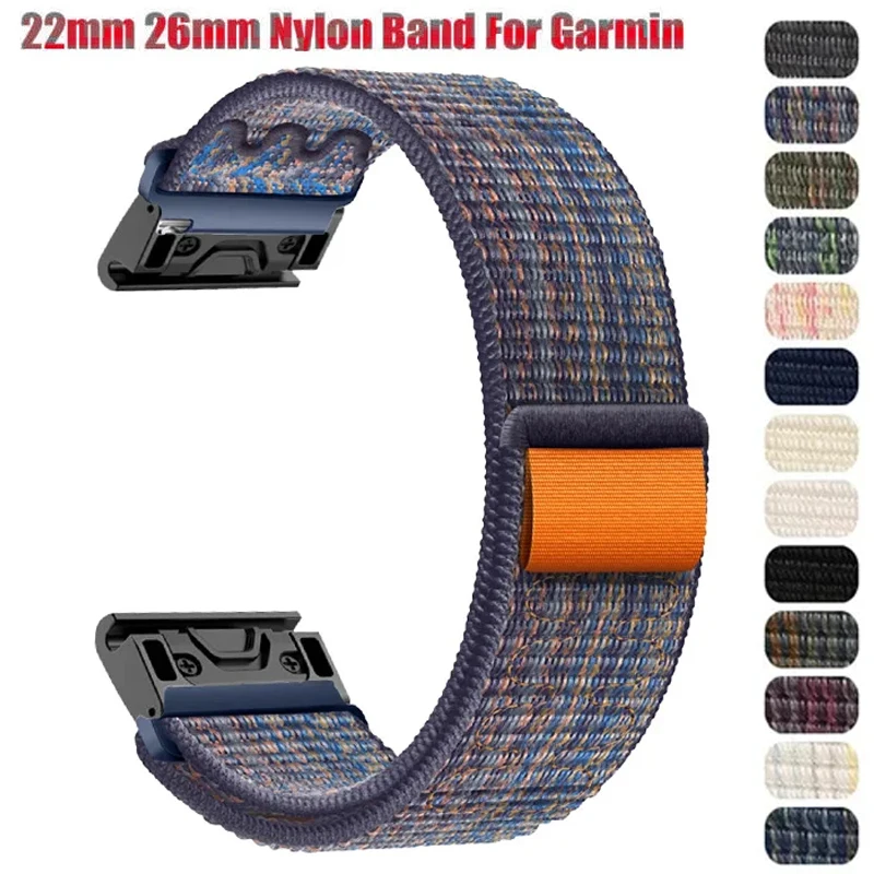 22mm 26mm Nylon Quick Fit Strap for Garmin Fenix 7X 7 Pro Fenix 6X 6 5X 5Plus Tactix 7 Forerunner 965 955 Enduro 2 Loop Band