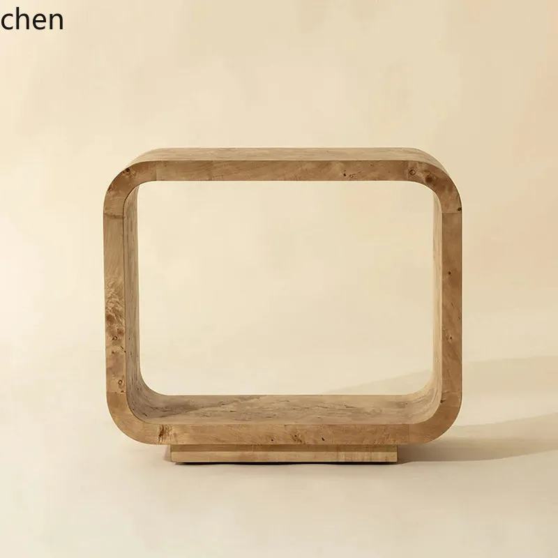 CZ Vintage Wabi-Sabi Style Side Table, Solid Wood Artistic Bedside Table, Zen-Inspired Small Tea Table