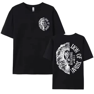 Leão de Juda, männliche und weibliche katholische T -Shirt, Jesus liebt dich Ästhetik, große Tops, lässige Mode, christliche Kleidung, Sommer 6 Hauptverkäufe Christian Leao T -Shirt - №3