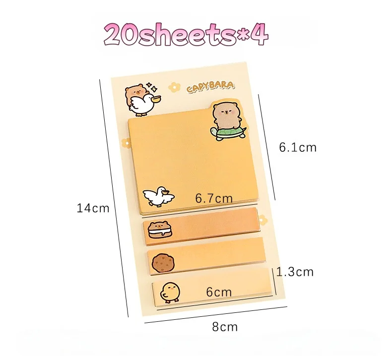 80/320sheets Capybara Index Stickers Set Stationery Students N Times Stickers Label Study Self-adhesive Sticky Notes for Gifts
