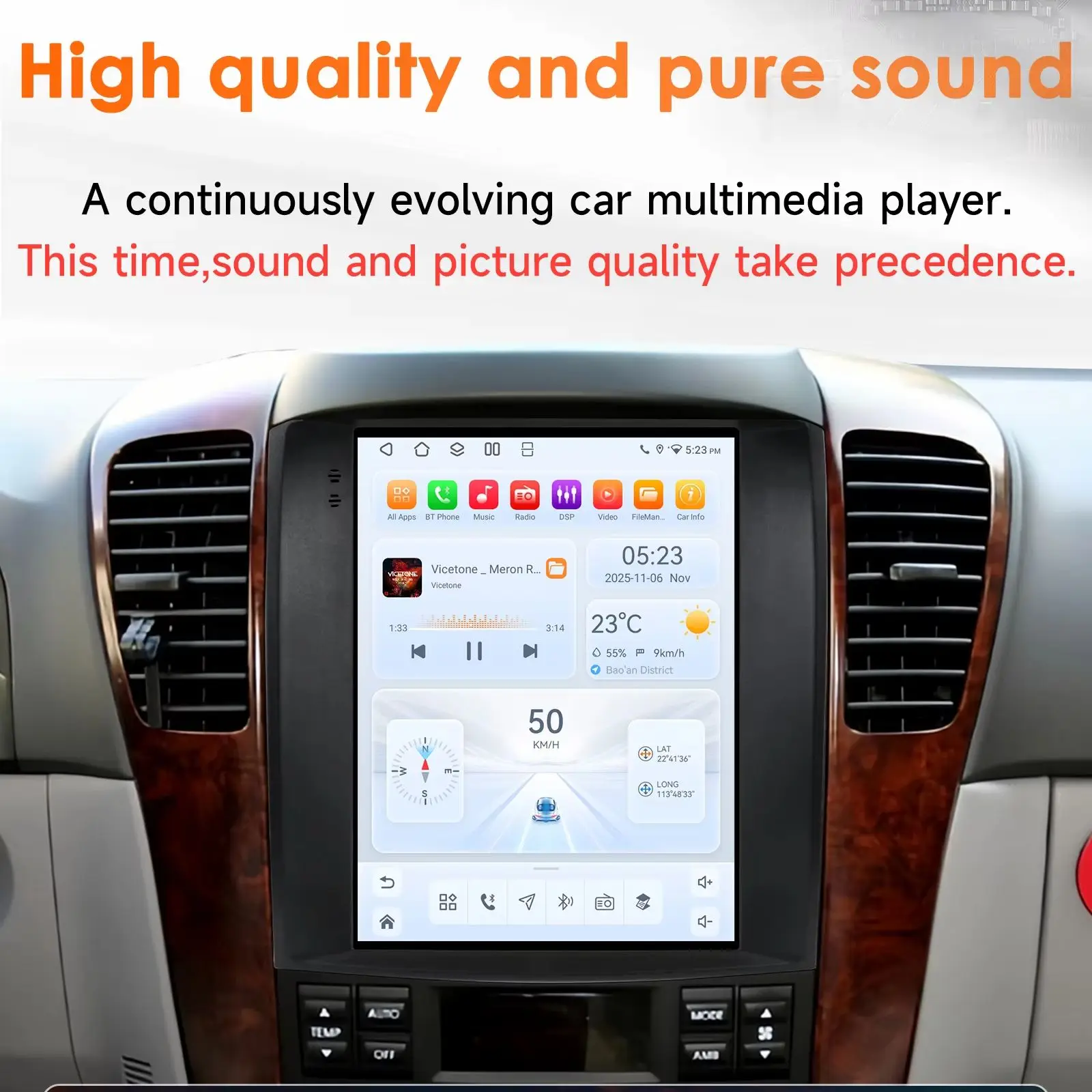 Hizpo Android 14 Autoradio für Kia Sorento BL 2002-2006 Multimedia-Player CarPlay Android Auto 4G WLAN GPS BT RDS Autoradio AI 9,7 Zoll im Tesla-Stil Intelligenter Bildschirm QLED-Display Automotive