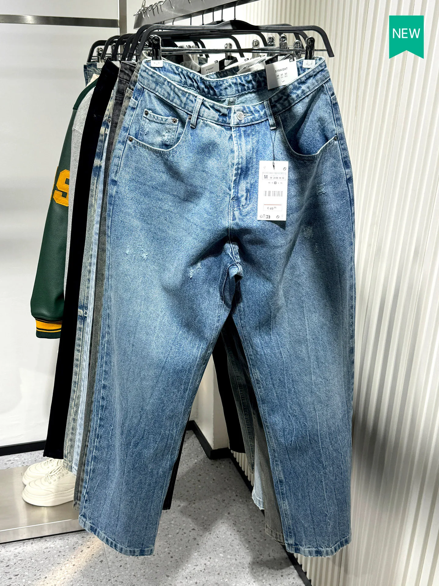 

American Sle Loose Fit Straight Leg Cotton Denim Jeans Men's Casual Pants Wear Resistant Straight Tube Trousers