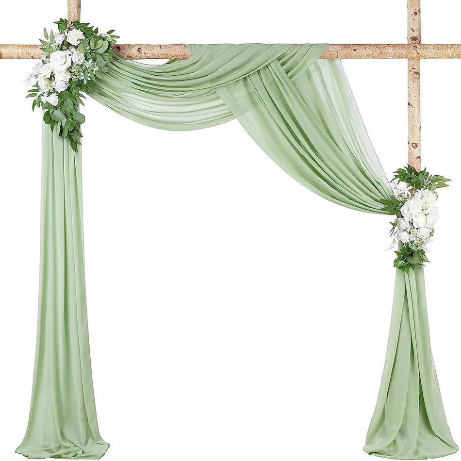 Runner da tavolo per matrimonio in chiffon verde salvia, decorazione da tavolo in garza trasparente, vintage, per sala da pranzo, festa di