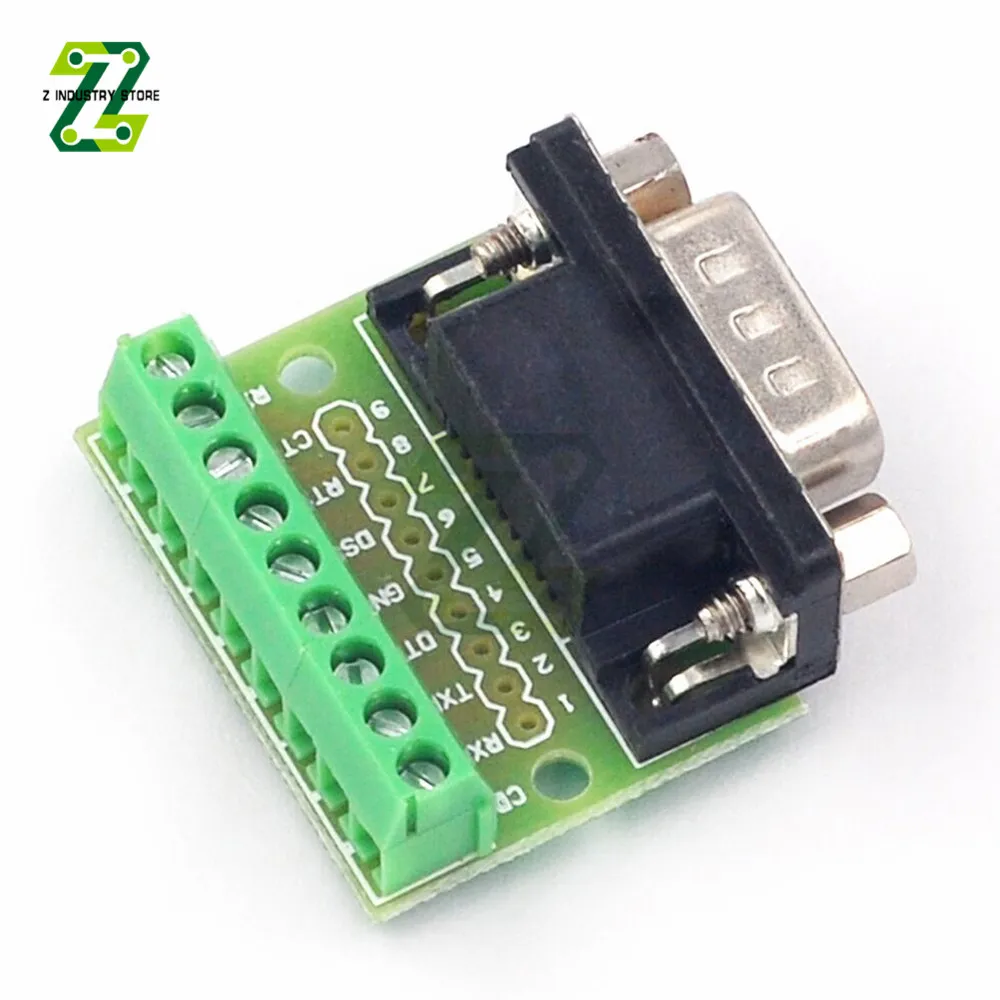 DB9 Male and Female Connector Adapter Screw Terminal 9-Pin 9-Hole RS232 RS485 Conversion Board