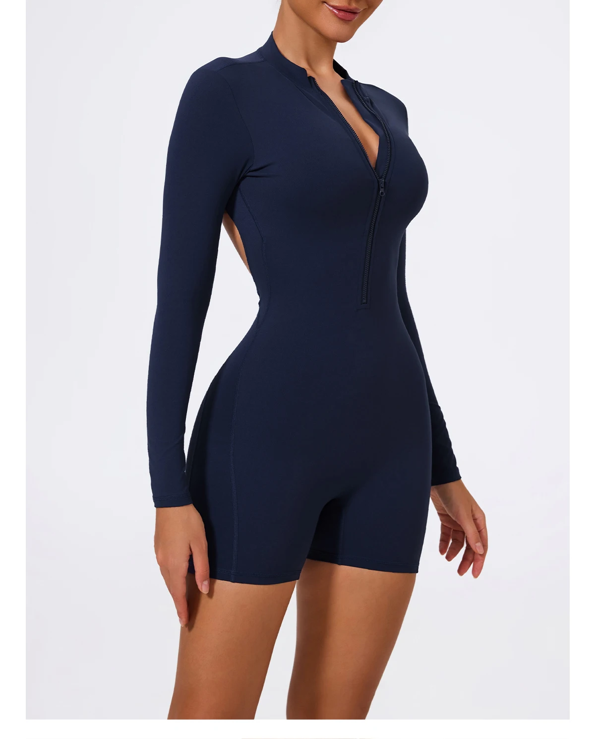Ctenkevet Sommer Halb-Reißverschluss Frauen Gym Overall Weibliche Im Freien Atmungsaktive V Zurück Active Gesäß Lift Sport Outfit Für Frau – Detail 19
