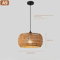 Home Decor Rattan Hanging Lamps Rustic Handwoven Rattan Rope Lampshade Pendant Lights-Drum Shape-Hollow Design-E26/E27 Base