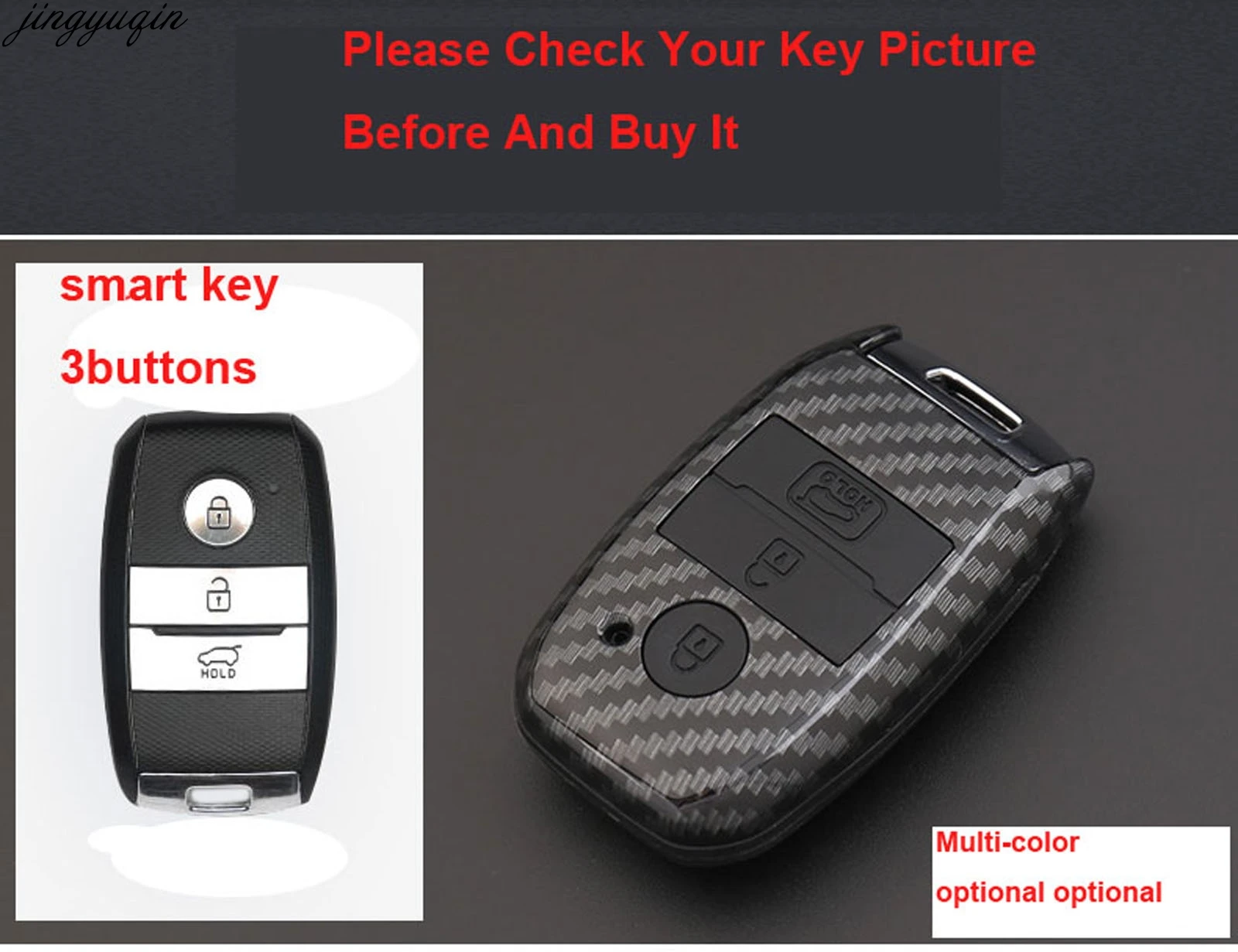 Jingyuqin 3B Carbon Fiber Key Case Cover For Kia Ceed K3 K4 K5 Sportage R QL KX5 Sorento KX3 KS3 RIO Cerato optima Frote soul