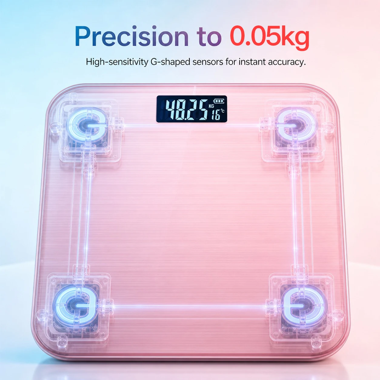 Digital Bathroom Scale High Precision Tempered Glass Display_voghion.com