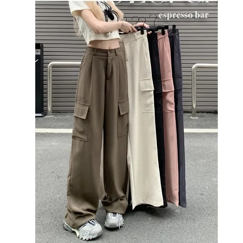 PetiteGrey Cargo Pants Women's New 2023 Autumn Collection High-Waisted Loose-Fit Straight-Leg Slimming Casual Bell Bottoms