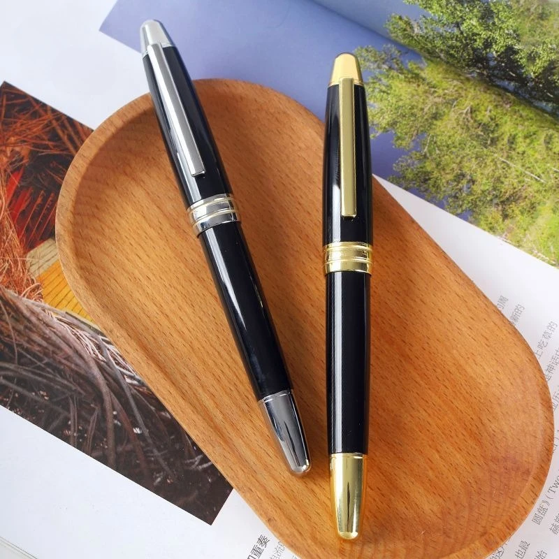 

New School Gold/Silver Metallic Fountain Pen Black Hooded Nib 0.5mm Ink Pen High-grade Business Sign Writing Office Stationery