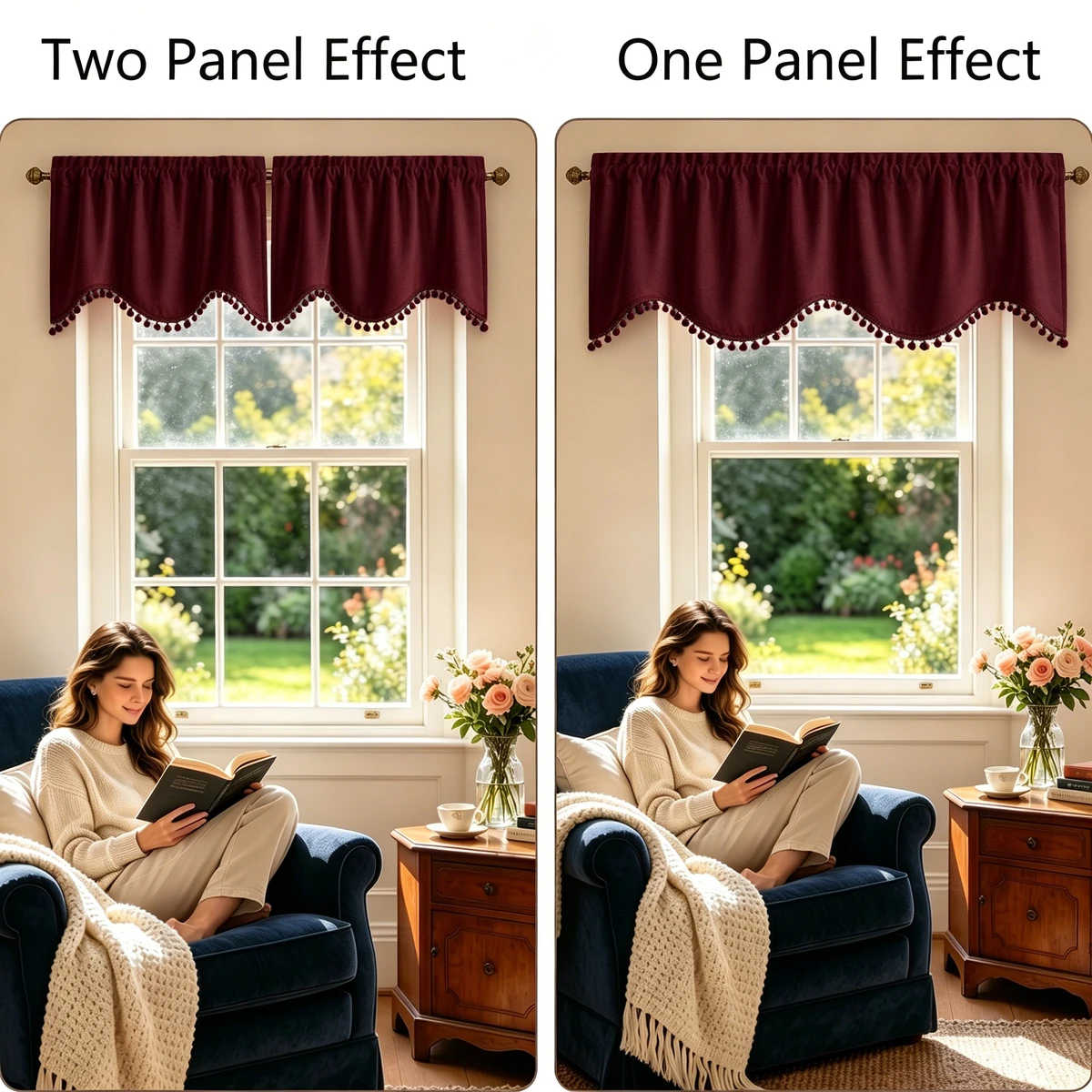 Винно-красная бархатная ламбре – обзор и цена Blackout Curtain Thick