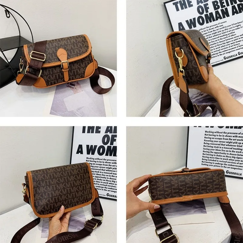 Luxury Letter Printed PU Leather Shoulder Bags For Women Contrast Colour Female Crossbody Bag Ladies Purses and Handbags 2023