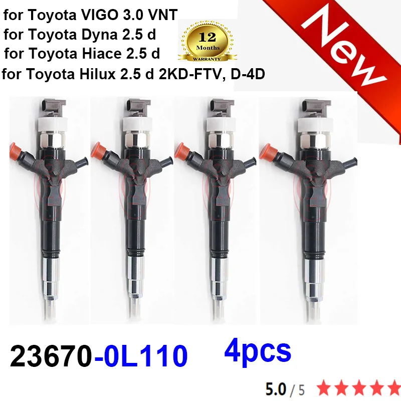 4PCS /LOT 23670-0L110 New Diesel Fuel Injector Nozzle 236700L110 for Toyota 2kd ORLTL