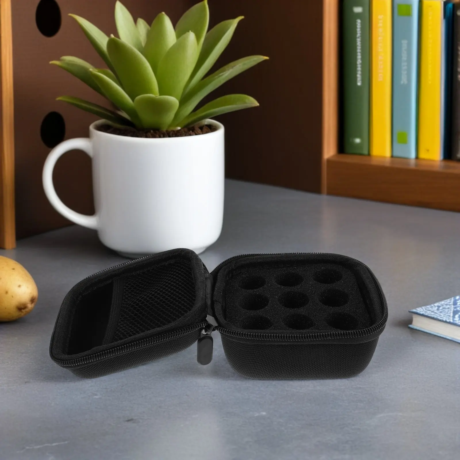 Hard Shell Insulin Vial Protector Storage Case Black 9-Slot Organizer Foam Insert for 10Ml Vials Portable Travel Diabetic