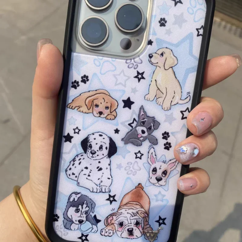 2025 Wildflower 3D Puppy Party Dalmatian Husky Phone Case For iPhone 13 12 14 15 16 17 Pro Max Plus Dog Cute Cartoon WF Protect